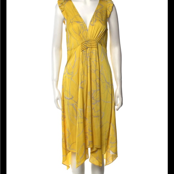 Halston Heritage yellow and silver/gray dress, size 6. - Picture 4 of 4